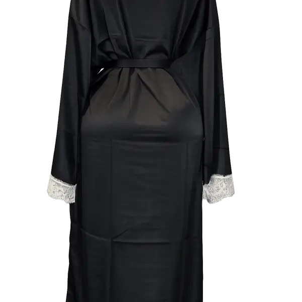 Curvy Queen Plus Size Satin Lace Robe