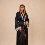 Curvy Queen Plus Size Satin Lace Robe