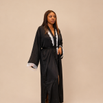 Curvy Queen Plus Size Satin Lace Robe