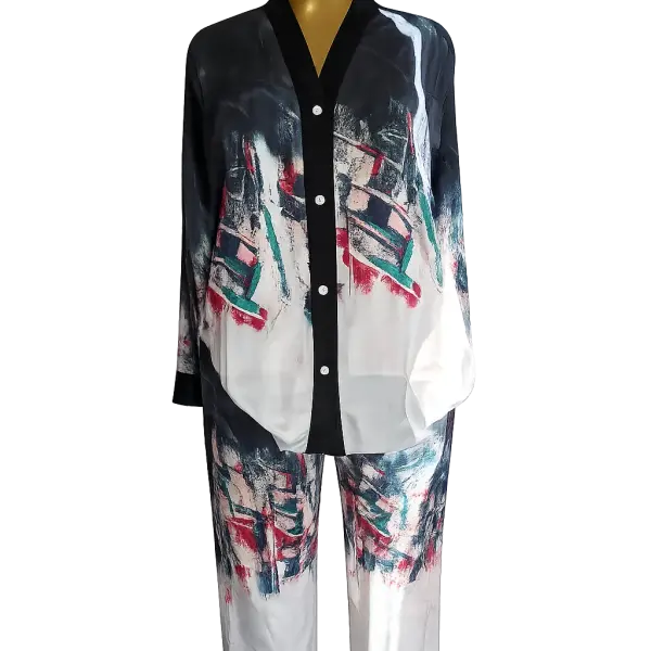 Ehi_Luxe Ice Silk Satin Two-Piece Set