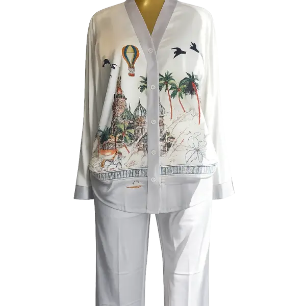 Ehi_Luxe Ice Silk Satin Two-Piece Set