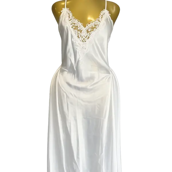Ehi_Luxe Satin Lace Slip Dress – White
