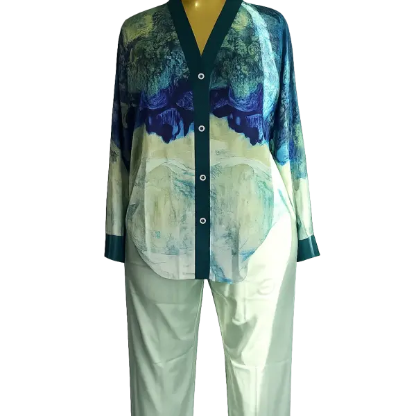 Ehi_Luxe Ice Silk Satin Two-Piece Set